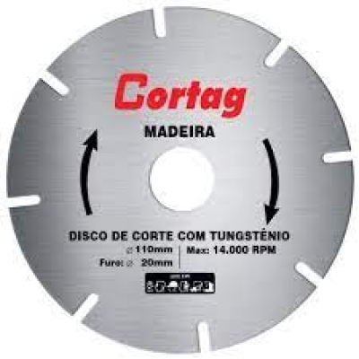 DISCO CORTE TUNGSTENIO CORTAG PARA MADEIRA 110 MM 61346