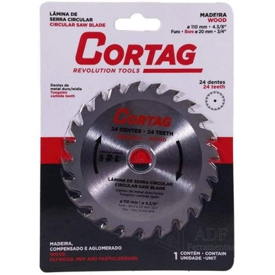 LAMINA DE SERRA CORTAG CIRCULAR P/ MADEIRA 24 DENTES 110 MM 60864