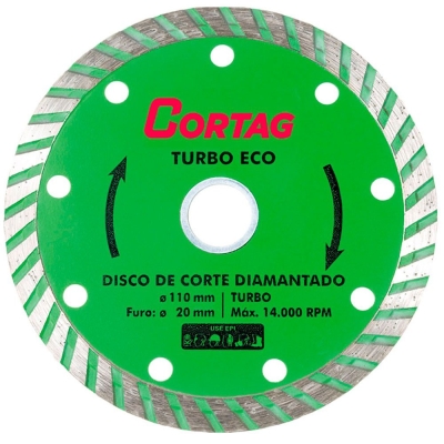 DISCO DIAMANTADO CORTAG TURBO ECO DIAMETRO 110 MM FURO 20 MM 60598